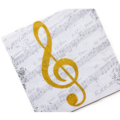 Paper napkin I love Music Gold1